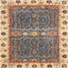 Square Abstract Brown Oriental Rug, abs3110