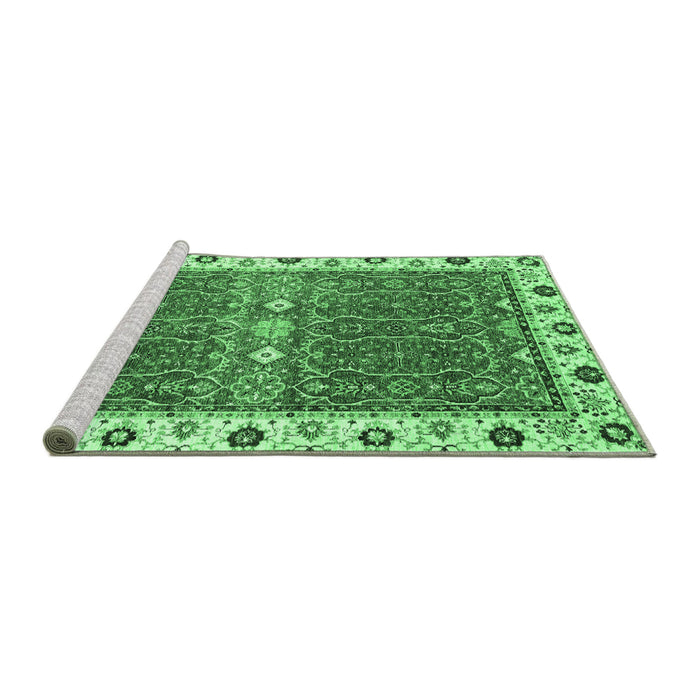 Sideview of Machine Washable Oriental Emerald Green Traditional Area Rugs, wshabs3110emgrn