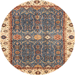 Round Machine Washable Abstract Brown Sugar Brown Rug, wshabs3110