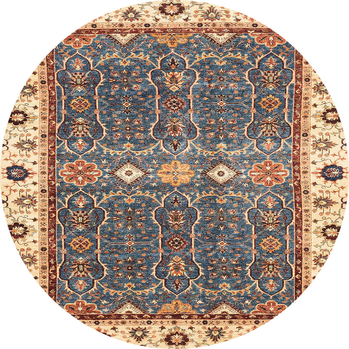 Round Machine Washable Abstract Brown Sugar Brown Rug, wshabs3110