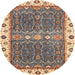 Round Machine Washable Abstract Brown Sugar Brown Rug, wshabs3110