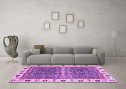 Machine Washable Oriental Purple Traditional Area Rugs in a Living Room, wshabs3110pur