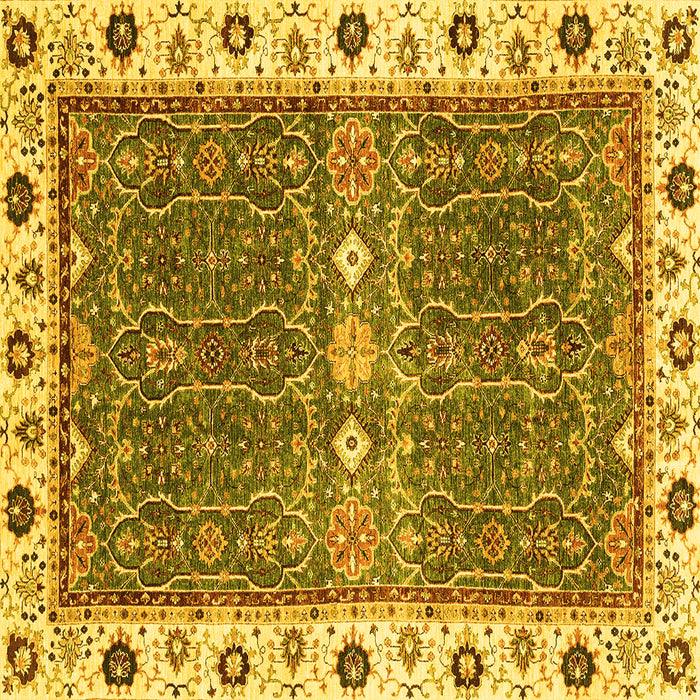 Square Machine Washable Oriental Yellow Traditional Rug, wshabs3110yw