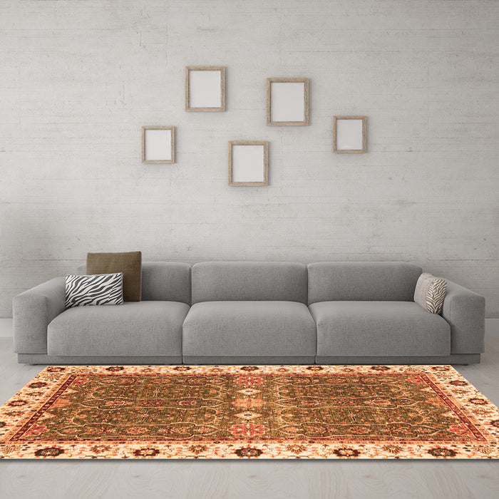 Machine Washable Oriental Orange Traditional Area Rugs in a Living Room, wshabs3110org
