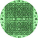 Round Oriental Emerald Green Traditional Rug, abs3110emgrn