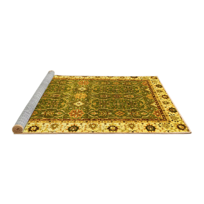 Sideview of Machine Washable Oriental Yellow Traditional Rug, wshabs3110yw