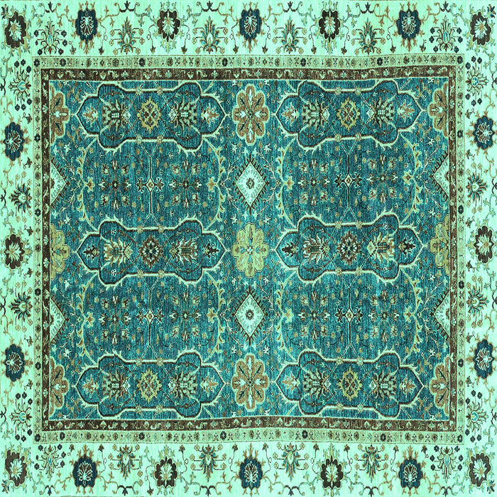 Square Oriental Turquoise Traditional Rug, abs3110turq