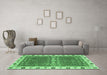 Machine Washable Oriental Emerald Green Traditional Area Rugs in a Living Room,, wshabs3110emgrn