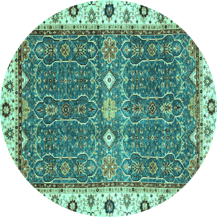 Round Oriental Turquoise Traditional Rug, abs3110turq