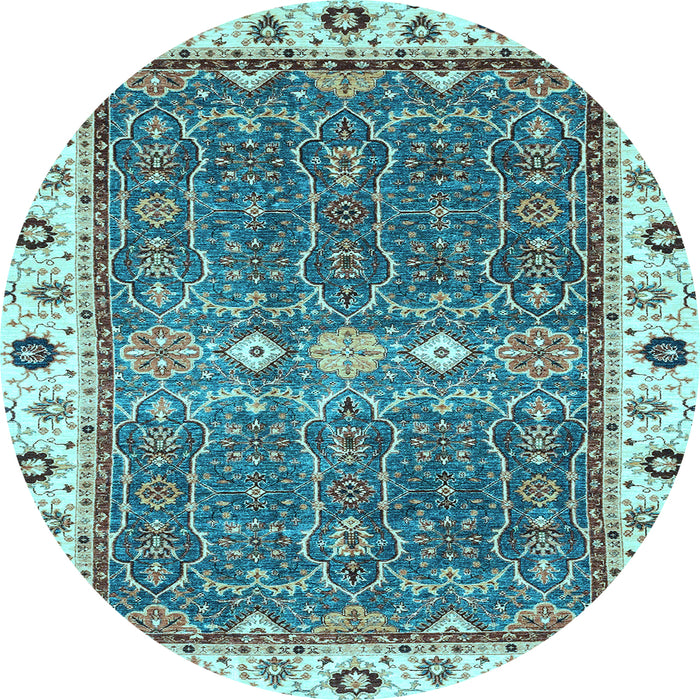 Round Oriental Light Blue Traditional Rug, abs3110lblu