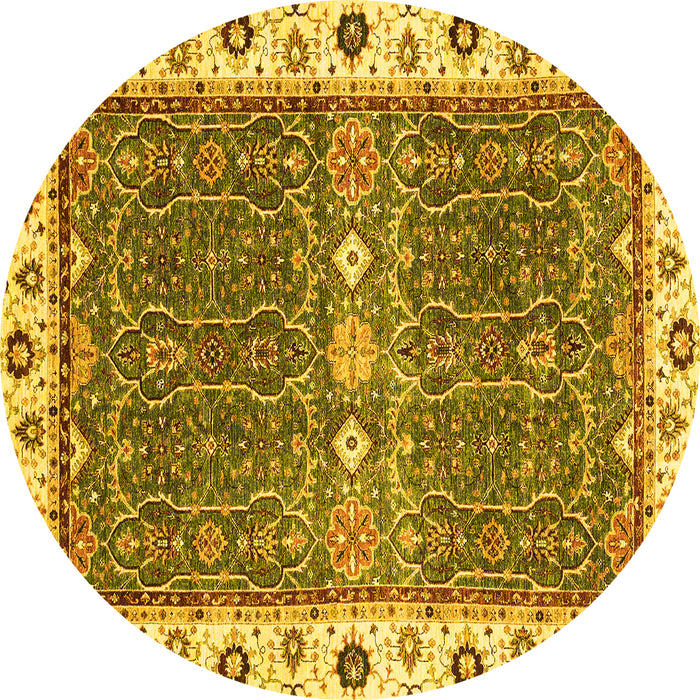 Round Oriental Yellow Traditional Rug, abs3110yw