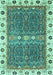 Machine Washable Oriental Turquoise Traditional Area Rugs, wshabs3110turq