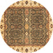 Round Machine Washable Oriental Brown Traditional Rug, wshabs3110brn