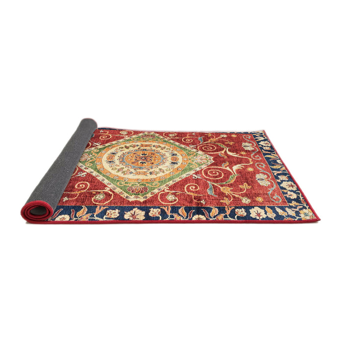 Sideview of Abstract Fire Brick Red Persian Rug, abs3111