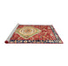 Sideview of Machine Washable Abstract Fire Brick Red Rug, wshabs3111