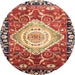 Round Machine Washable Abstract Fire Brick Red Rug, wshabs3111