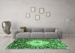 Machine Washable Persian Emerald Green Traditional Area Rugs in a Living Room,, wshabs3111emgrn