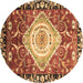 Round Machine Washable Persian Brown Traditional Rug, wshabs3111brn