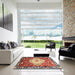 Square Abstract Fire Brick Red Persian Rug in a Living Room, abs3111