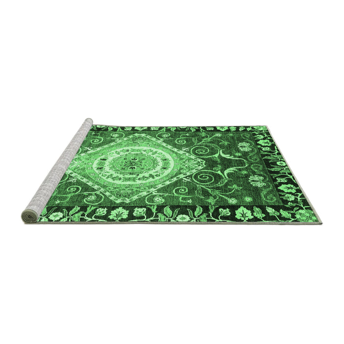 Sideview of Machine Washable Persian Emerald Green Traditional Area Rugs, wshabs3111emgrn