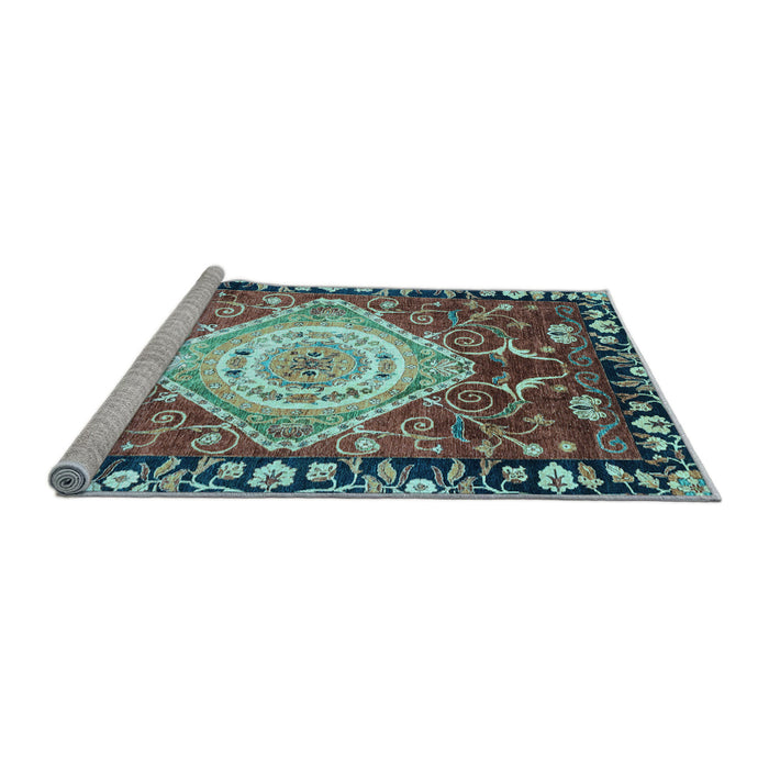 Sideview of Machine Washable Persian Light Blue Traditional Rug, wshabs3111lblu