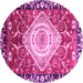 Round Machine Washable Persian Pink Traditional Rug, wshabs3111pnk