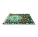 Sideview of Machine Washable Persian Turquoise Traditional Area Rugs, wshabs3111turq