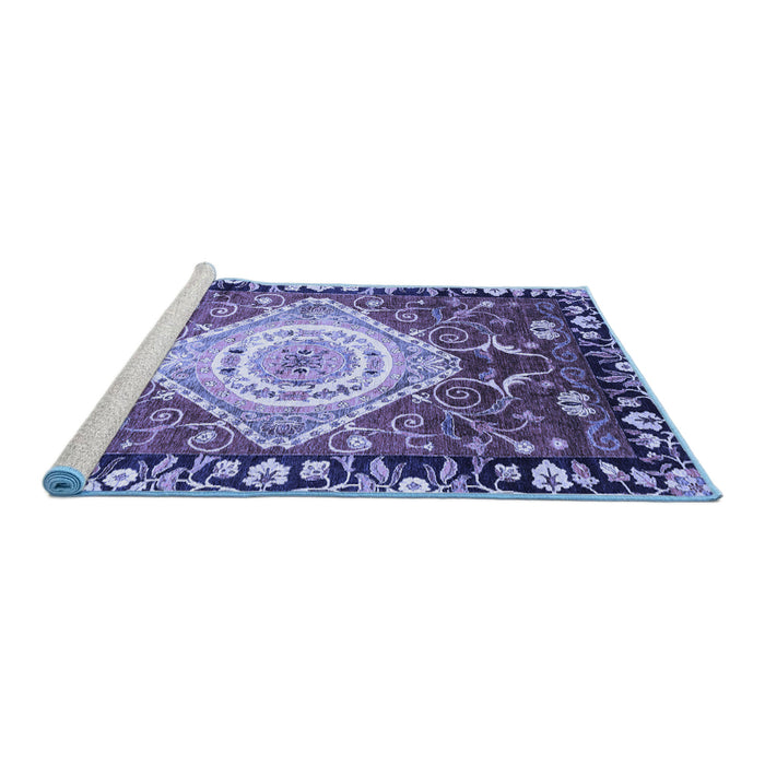 Sideview of Machine Washable Persian Blue Traditional Rug, wshabs3111blu