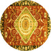 Round Persian Yellow Traditional Rug, abs3111yw