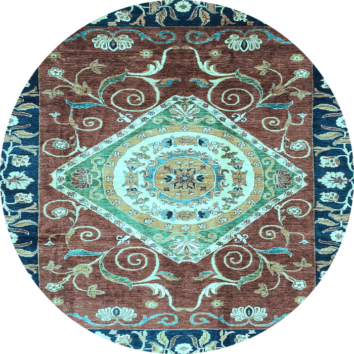 Round Persian Light Blue Traditional Rug, abs3111lblu