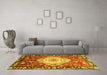 Machine Washable Persian Yellow Traditional Rug in a Living Room, wshabs3111yw