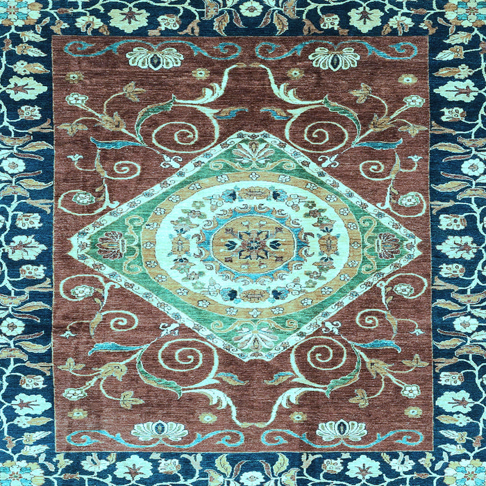 Square Machine Washable Persian Light Blue Traditional Rug, wshabs3111lblu