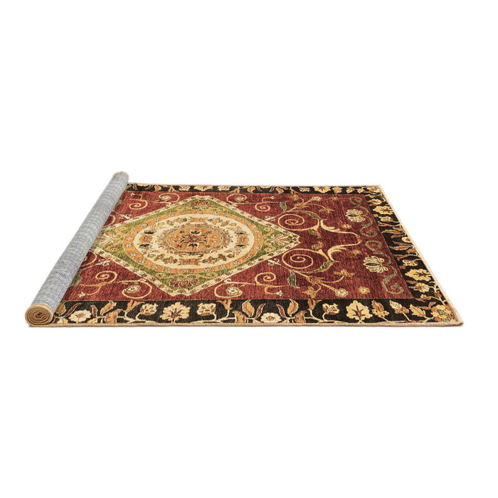 Sideview of Machine Washable Persian Brown Traditional Rug, wshabs3111brn