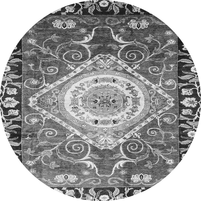 Round Machine Washable Persian Gray Traditional Rug, wshabs3111gry