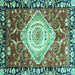 Square Machine Washable Persian Turquoise Traditional Area Rugs, wshabs3111turq