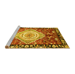 Sideview of Machine Washable Persian Yellow Traditional Rug, wshabs3111yw