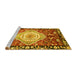 Sideview of Machine Washable Persian Yellow Traditional Rug, wshabs3111yw