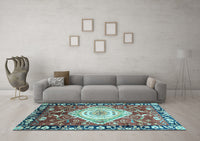 Machine Washable Persian Light Blue Traditional Rug, wshabs3111lblu