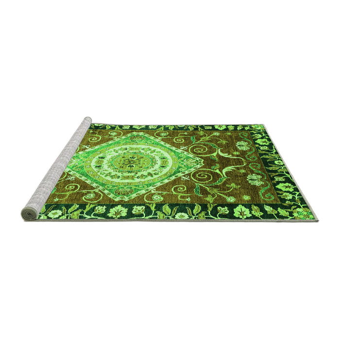 Sideview of Machine Washable Persian Green Traditional Area Rugs, wshabs3111grn