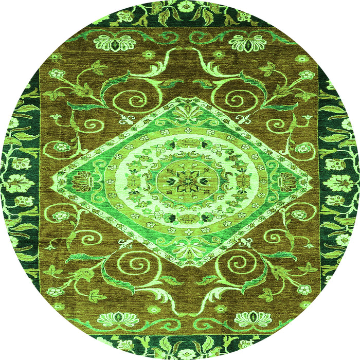 Round Machine Washable Persian Green Traditional Area Rugs, wshabs3111grn