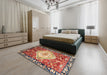 Abstract Fire Brick Red Persian Rug in a Bedroom, abs3111