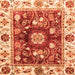 Square Machine Washable Oriental Orange Traditional Area Rugs, wshabs3112org