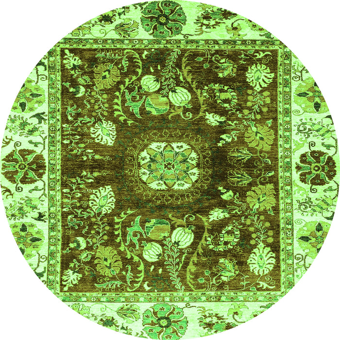 Round Oriental Green Traditional Rug, abs3112grn