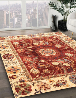 Abstract Red Oriental Rug in Family Room, abs3112