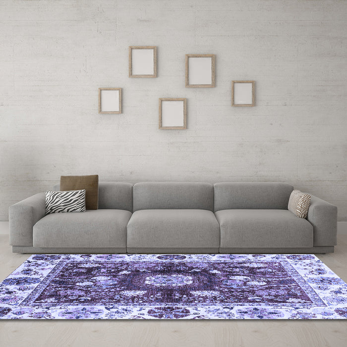 Machine Washable Oriental Blue Traditional Rug in a Living Room, wshabs3112blu