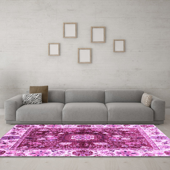 Machine Washable Oriental Purple Traditional Area Rugs in a Living Room, wshabs3112pur