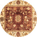 Round Machine Washable Oriental Brown Traditional Rug, wshabs3112brn