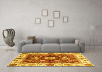 Machine Washable Oriental Yellow Traditional Rug, wshabs3112yw