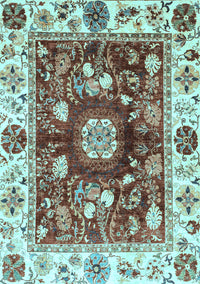 Oriental Light Blue Traditional Rug, abs3112lblu