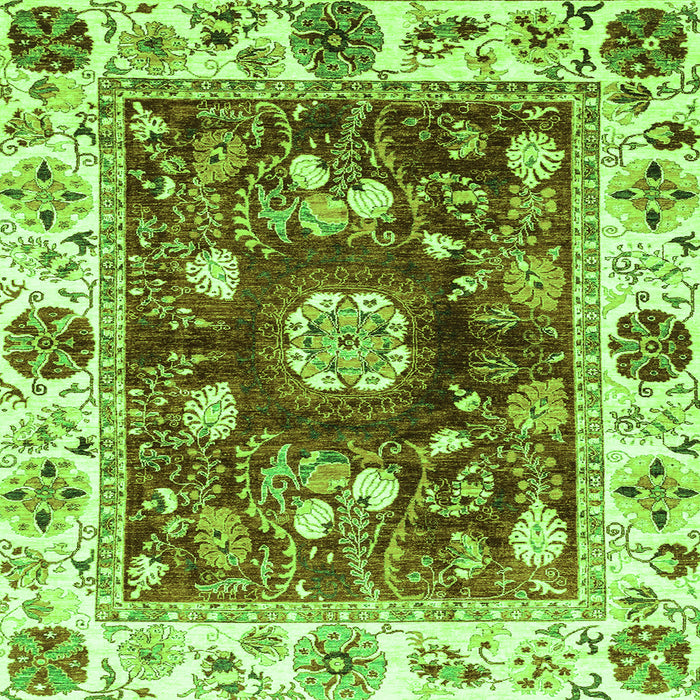 Square Oriental Green Traditional Rug, abs3112grn